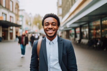 Fototapeta premium Portrait of a smiling businessman in the city