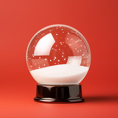 Christmas Snowglobe against red background