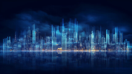 Fototapeta premium Full screen, front view the whole city architecture. AI generative