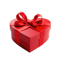 Fototapeta premium Red gift box in the shape of a heart isolated on transparent and white background. PNG transparent