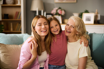 Three female generation portrait at home