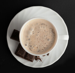 Hot Chocolate Cup, Cacao Mug, Cocoa Beverage, Christmas Drink Glass with Foam, Healthy Breakfast