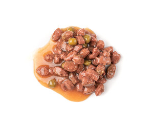 Wet Pet Food Isolated, Cat Diet, Puppy Food Brown Pieces Pile, Dog Meal, Pet Dinner