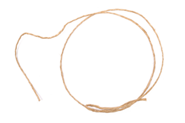 String, rope in shape circle isolated on white background texture, top view