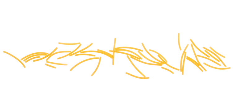 Italian uncooked pasta soup scatter in shape line isolated on white, top view