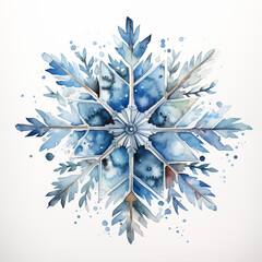 Watercolor Snowflake on white background