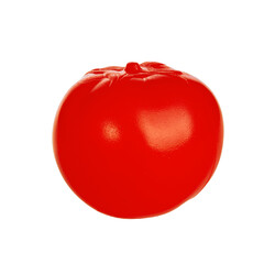 sweet red tomato fruit plastic toy artificial isolated on white background