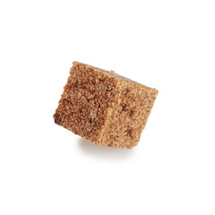 refined sugar cubes from sugar toast, brown sugar isolated on white background close-up