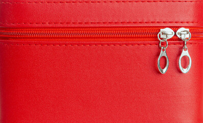 Red leather chest bag case with handle isolated on background