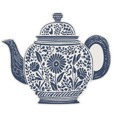 Woodblock Teapot Vintage