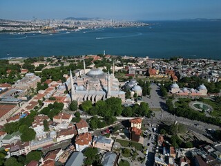 Bosphorus view aerial shot Istanbul