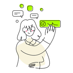 Businesswoman responds to messages from customers