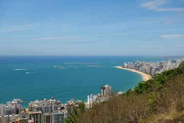 aerial view of Vila Velha cityscape and beachfront buildings, in Espirito Santo state, Brazil