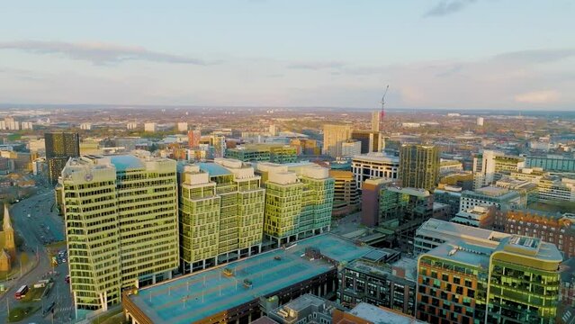 Birmingham city centre aerial shots uk 