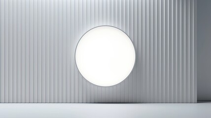 a round white adhesive label placed on a light background within a contemporary setting.