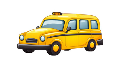 Retro-style yellow taxi with vintage design and taxi sign.