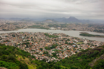 Fototapeta na wymiar Vitoria city bay with Santa Maria river and Vila Velha town, panoramic view. ES, Brazil