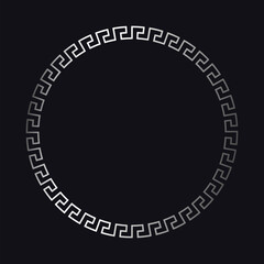 Fototapeta premium Greek silver frame on a black background, vector