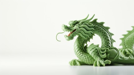 Obraz premium In a joyous celebration of Happy Chinese New Year, a vibrant Green Dragon dances through festive streets, symbolizing prosperity, good luck, lively spirit of traditional Lunar New Year festivities.