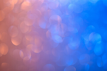 Abstract blurred background. Defocused portrait lens back. Backdrop bokeh. Fashionable mixed color light