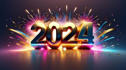 2024 Happy New Year Celebration. Firework