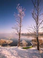 Zimowy krajobraz. Warmia Mazury Polska