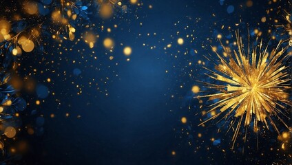 Fototapeta na wymiar Blue and gold Abstract background and bokeh on New Year's Eve