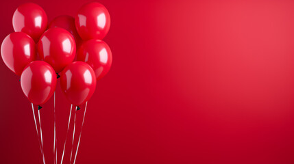 red balloons on a red background with copy space 