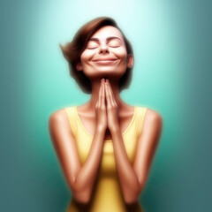 Junge Frau genießt einen Moment der Zufriedenheit, Generative AI