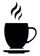 Cup of coffee and tea with smoke. Hot drink icon on transparent background. Vector illustration