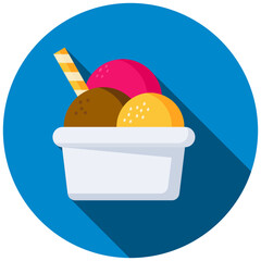 Fototapeta premium Ice Cream Cup Icon In Rounded Flat Design Style Vector Illustration