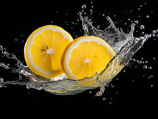 lemon in water splash