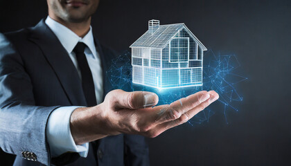 uomo d'affari casa ologramma 