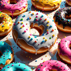 Fototapeta na wymiar Creamy Dream: Tempting Donut Adorned with White Sprinkles, a Delightful Indulgence. generative AI