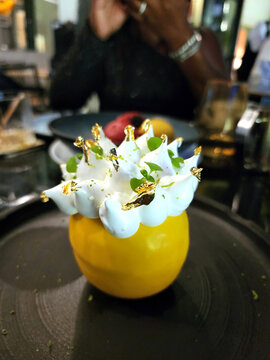 Japanese Yuzu Cream, Chiffon Cake, Citrus Mousse Spago by Wolfgang Puck, Las Vegas NV 