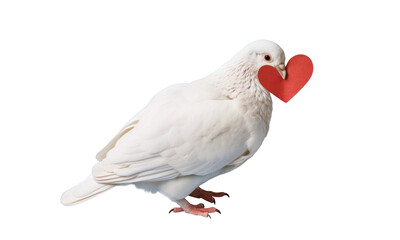 A white dove for Valentine's Day isolated on transparent background.
