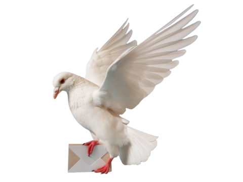 A white dove for Valentine's Day isolated on transparent background.