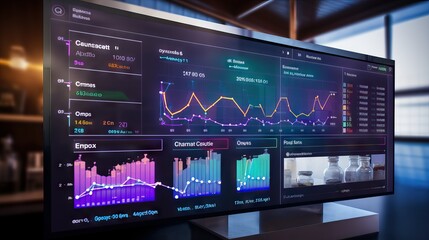 a computer screen displaying a virtual lab, various data charts and graphs