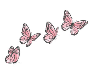 pink buterfly flock positive quote - obrazy, fototapety, plakaty