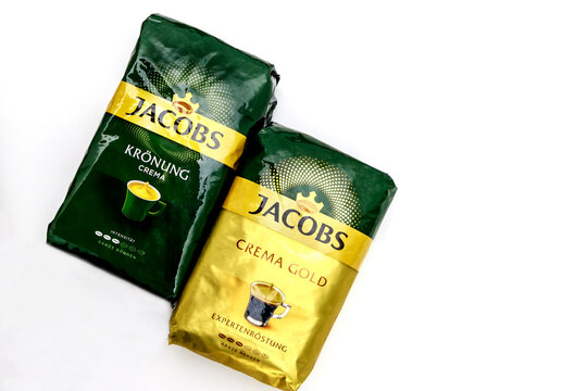 January 28, 2023. Spartanburg, SC USA. Jacobs kronung and crema gold beans coffee.