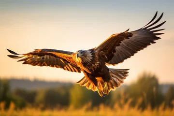 Foto op Canvas Majestic Eagle in Flight during Golden Hour © Andrii
