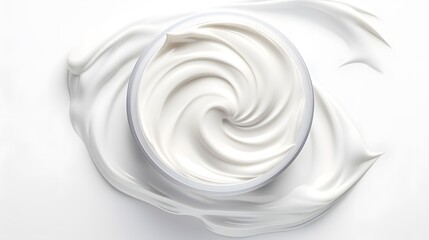 White cosmetic cream Isolated on White Background. Swatche. Grooming Products. Drop of liquid stroke With clipping path. Full depth of field. Focus stacking. 