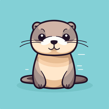 Otter in cartoon, doodle style. Isolated 2d vector illustration in logo, icon style, Eps 10. AI Generative