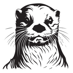 Otter in cartoon, doodle style. Isolated 2d vector illustration in logo, icon style, Eps 10, black and white. AI Generative