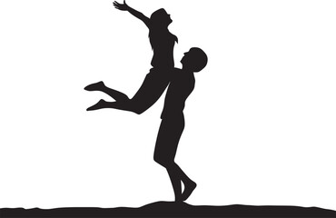 Fototapeta na wymiar man and woman couple lovers silhouette vector illustrations. EPS 10 File