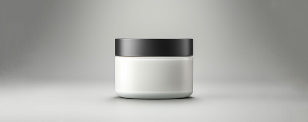 Premium Cosmetic Jar. Elegant Design, Sleek Contours, Flawless Finish. Beauty Banner with Copy Space