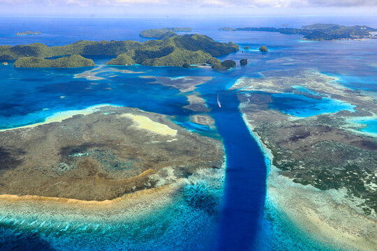 Aerial View Of Palau Island Taken From A Small Plane