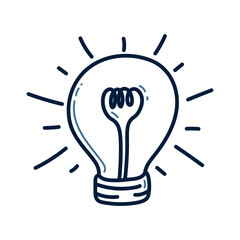 hand drawn light bulb doodle line illustration. light bulb doodle icon vector.