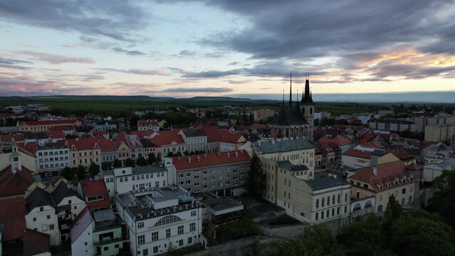 Louny historical old city in Ceske Stredohori,Bohemia Czech republic scenic aerial panorama landscape view,&Uacute;st&iacute; nad Labem Region	
