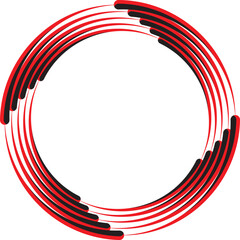 Obraz premium Black halftone dots in vortex form. Geometric art. Trendy design element.Circular and radial lines volute, helix.Segmented circle with rotation.Radiating arc lines